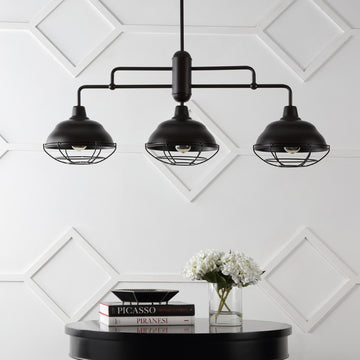 Levi Industrial Farmhouse Iron LED Pendant - JONATHAN Y
